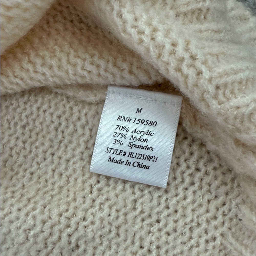 Pink Lily Cream Knit Sweater Size M - Picture 7 of 7